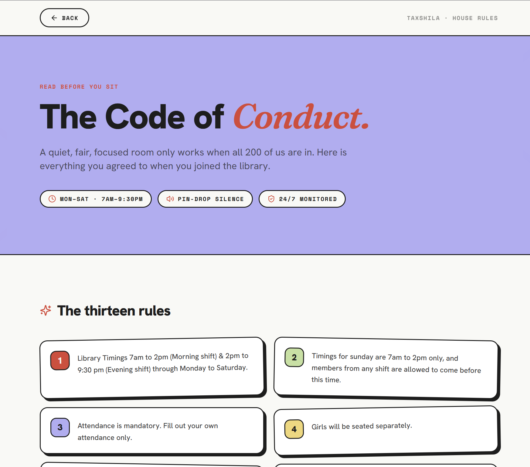 House rules page